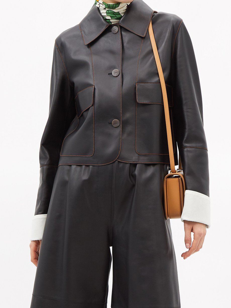 로에베 블랙 크롭 가죽 재킷 | 매치스패션, 모던 럭셔리 온라인 쇼핑
