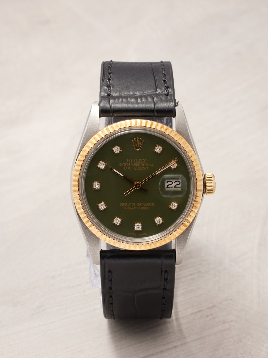 Lizzie Mandler Vintage Rolex Datejust 34mm onyx & gold watch