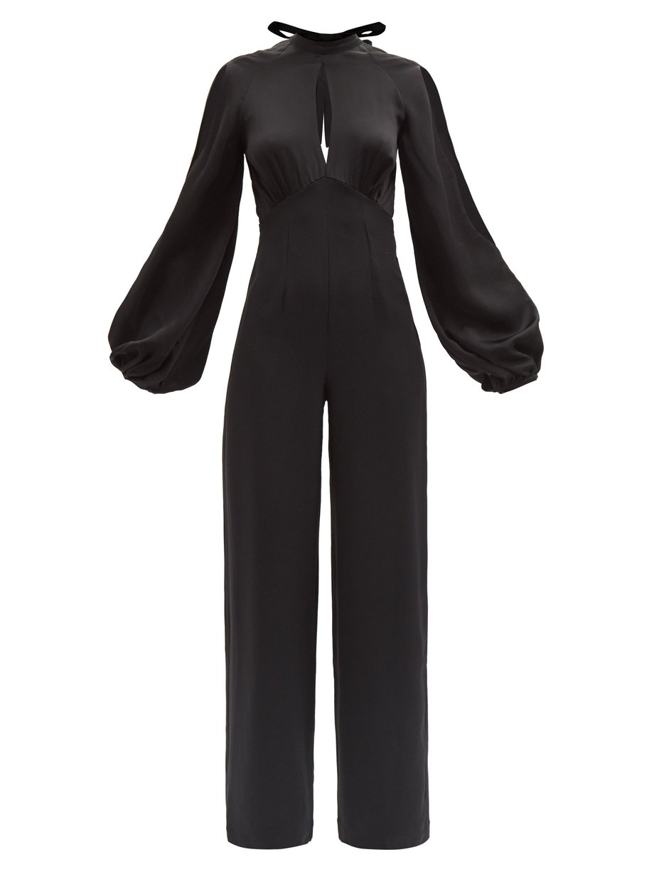 Black Huston backless balloon-sleeve crepe jumpsuit | Taller Marmo ...