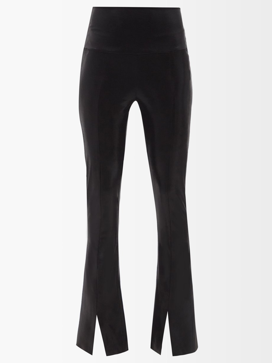 Black Spat slit-hem stretch-jersey leggings, Norma Kamali