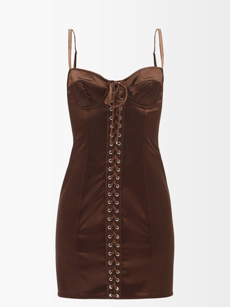 Dolce & Gabbana Lace-up corset satin mini dress