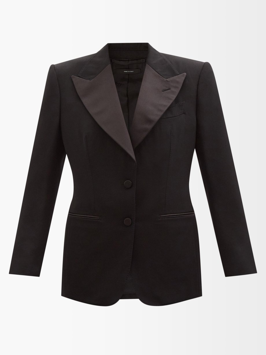 Black Fluid silk-trim wool-crepe tuxedo jacket | Tom Ford | MATCHESFASHION  UK