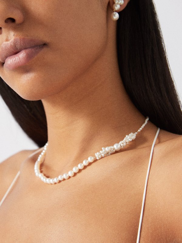 Sophie Bille Brahe Peggy Fontaine pearl & 14kt gold necklace