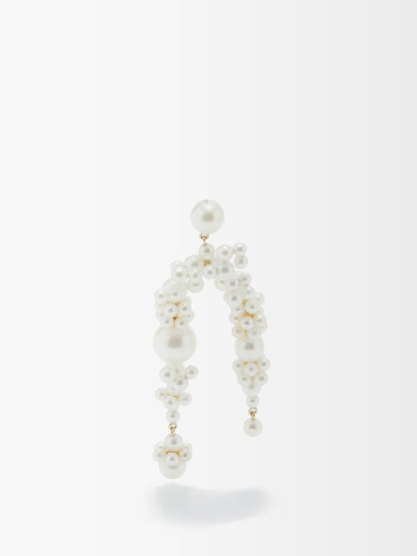 Sophie Bille Brahe Fontaine Nuit pearl & 14kt gold single earring