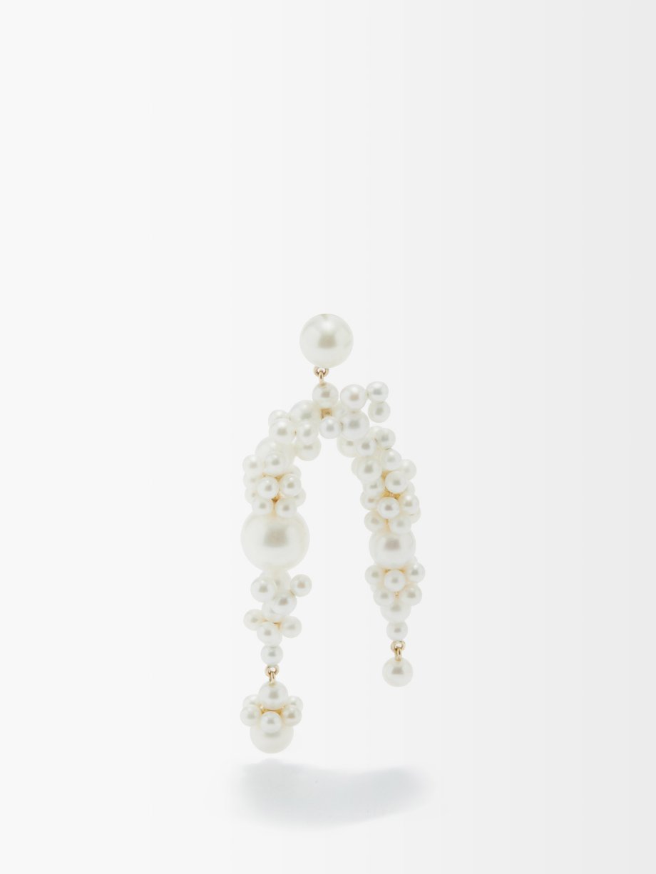 Sophie Bille Brahe Fontaine Nuit pearl & 14kt gold single earring