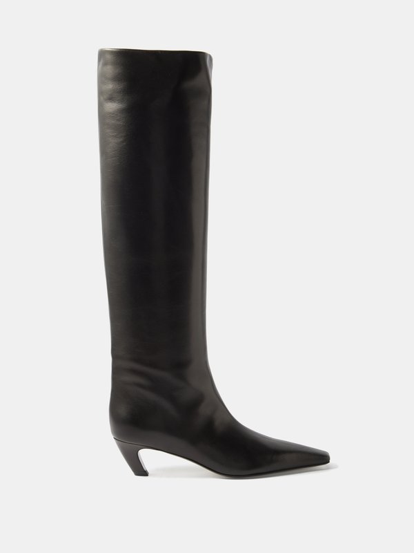 Khaite Davis Cuban-heel leather boots