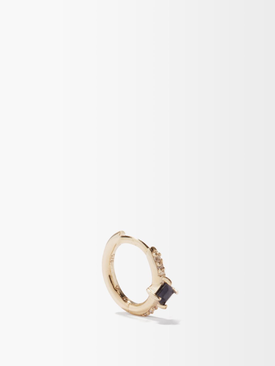 Otiumberg Sapphire & 9kt recycled-gold single hoop earring