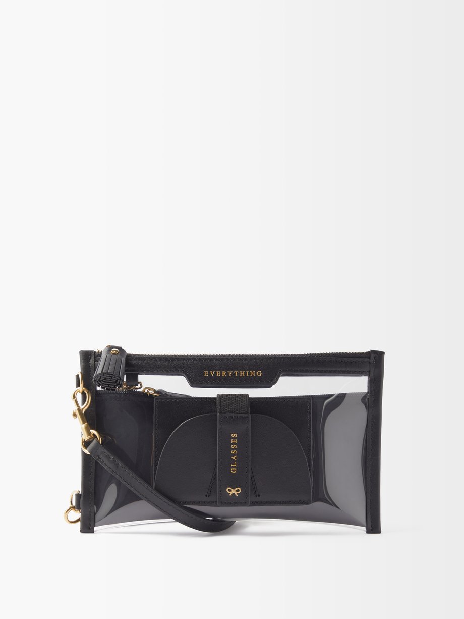 Black Everything leather-trim vinyl pouch | Anya Hindmarch | MATCHES UK
