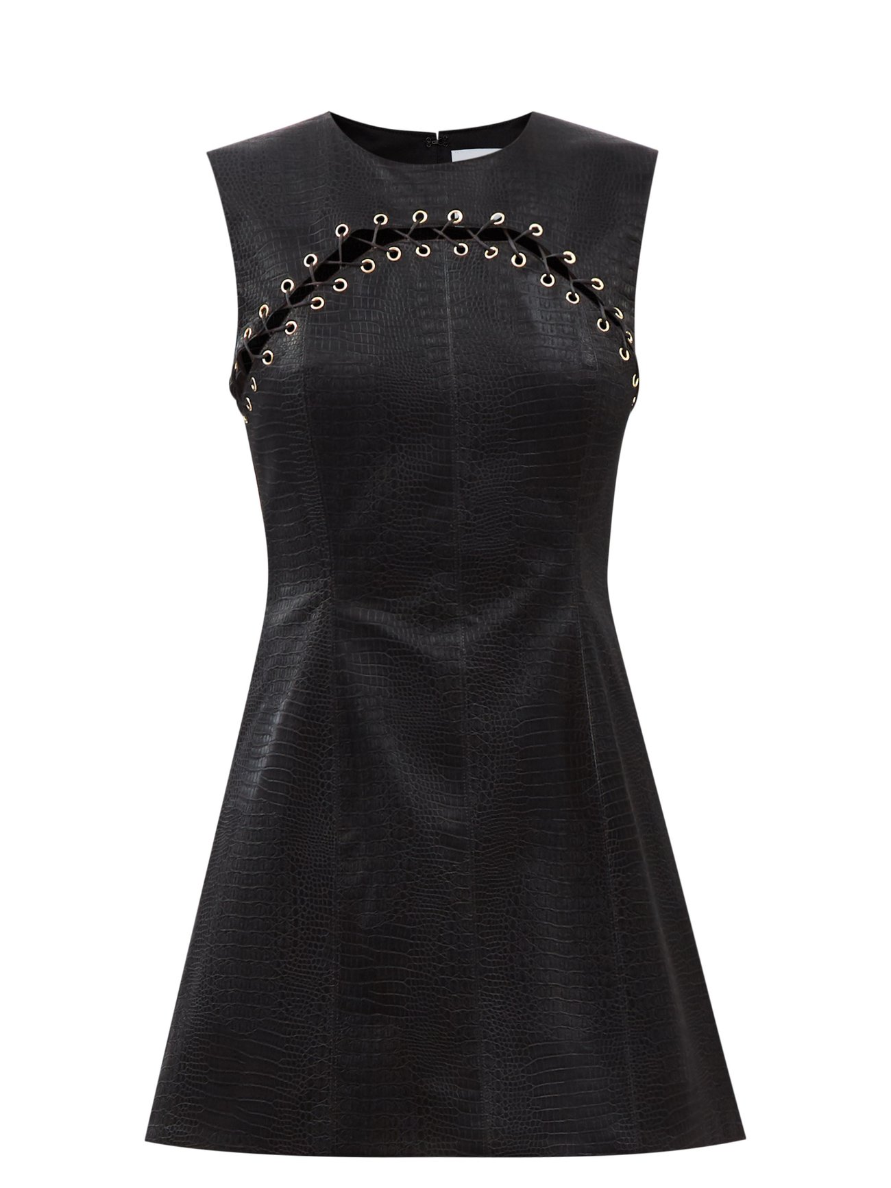 Black Laced faux-leather mini dress | Halpern | MATCHESFASHION UK