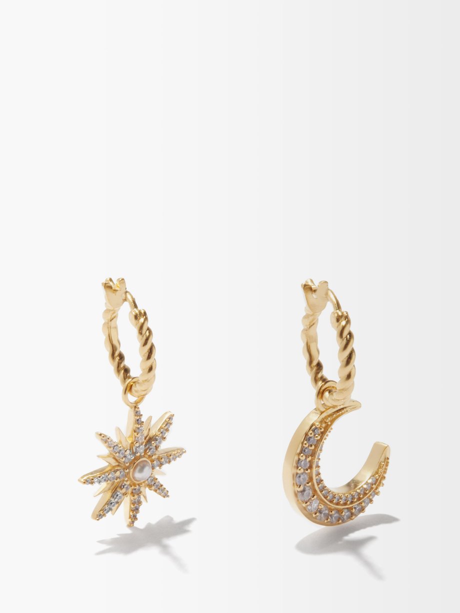 Gold Mismatched celestial 18kt gold-plated earrings | Missoma