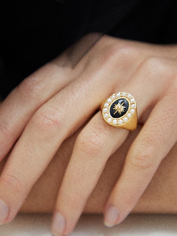 Harris Reed X Missoma (Missoma) Star pearl & recycled 18kt gold-plated signet ring