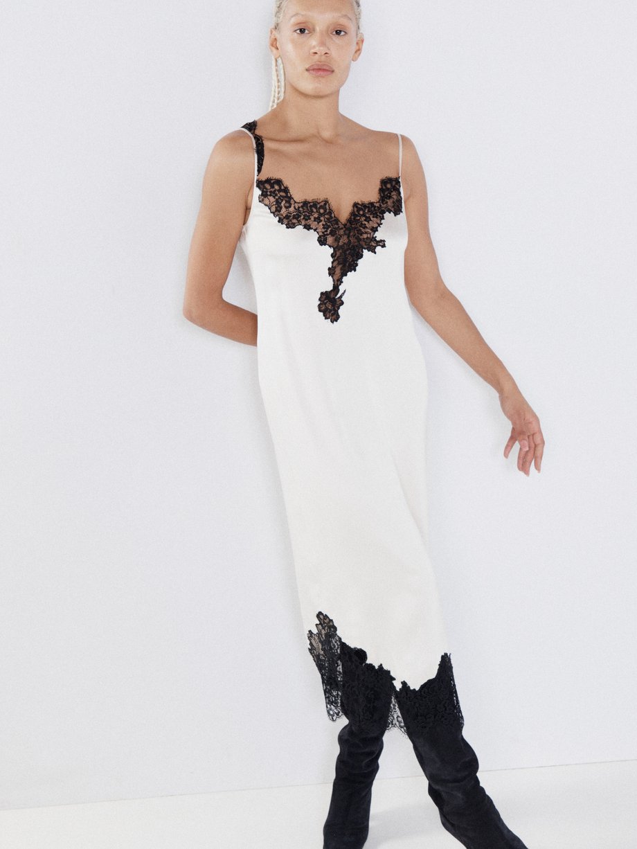 White Lace-trimmed silk-satin slip dress | Raey | MATCHESFASHION US
