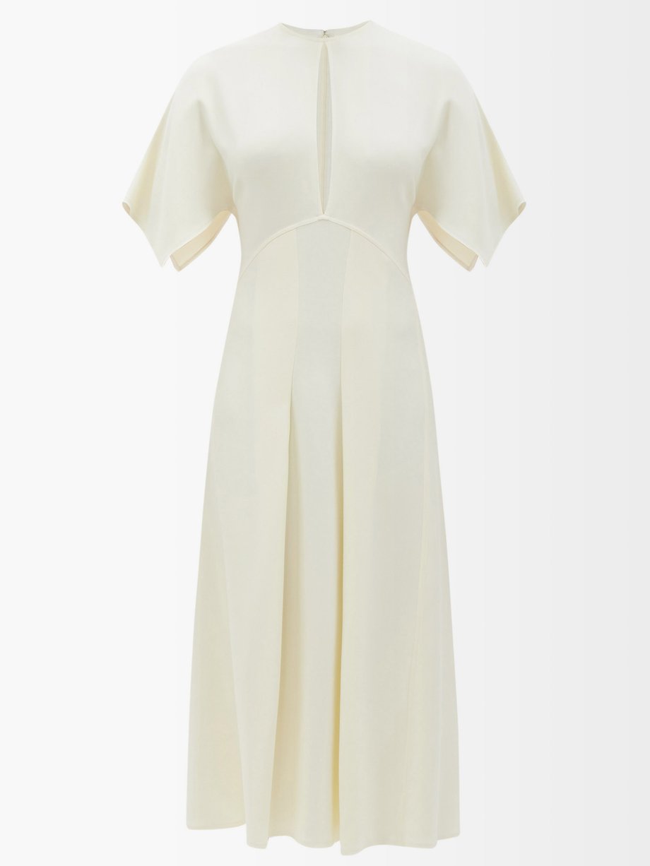 White Keyhole-bodice crepe midi dress | Victoria Beckham ...
