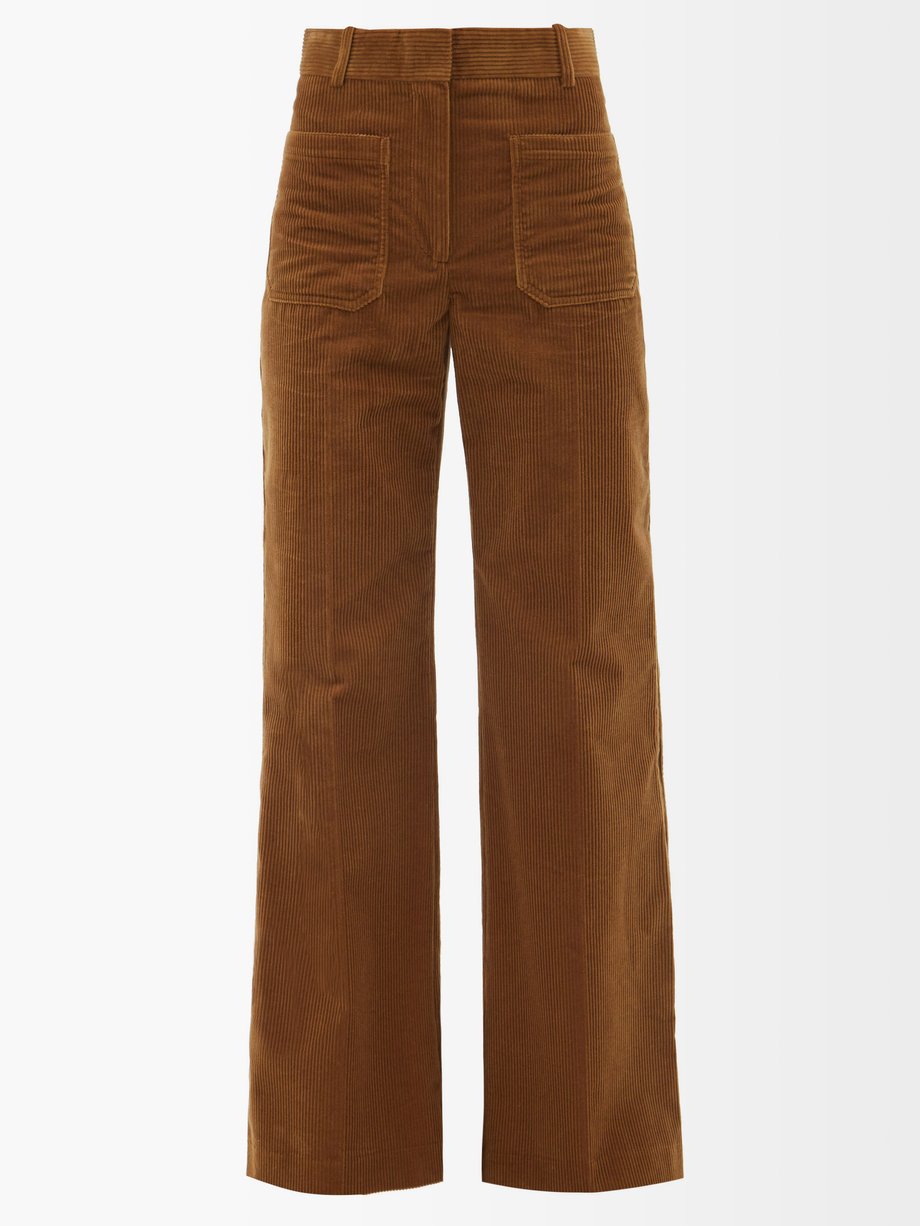 Brown Alina corduroy wide-leg trousers | Victoria Beckham ...