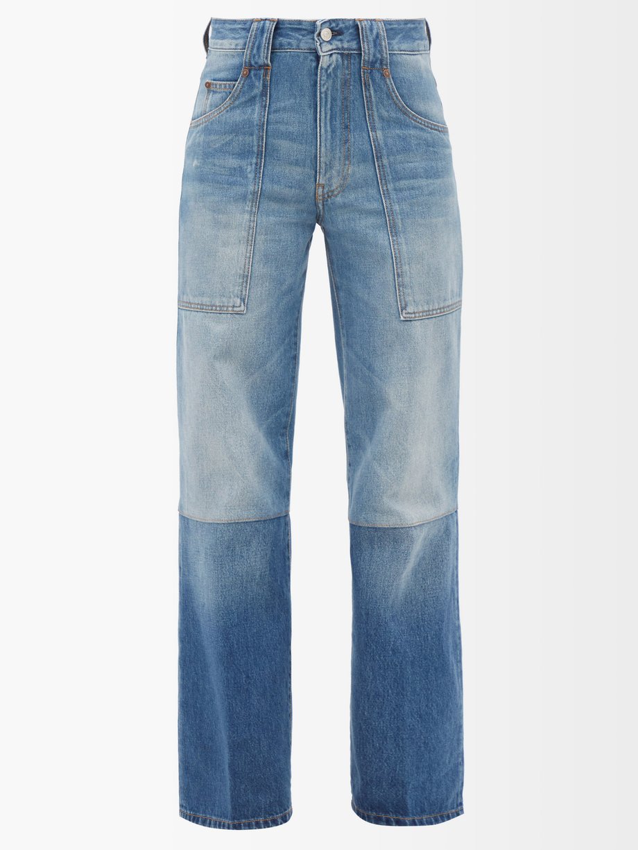 Blue Serge two-tone low-rise bootcut jeans | Victoria Beckham ...