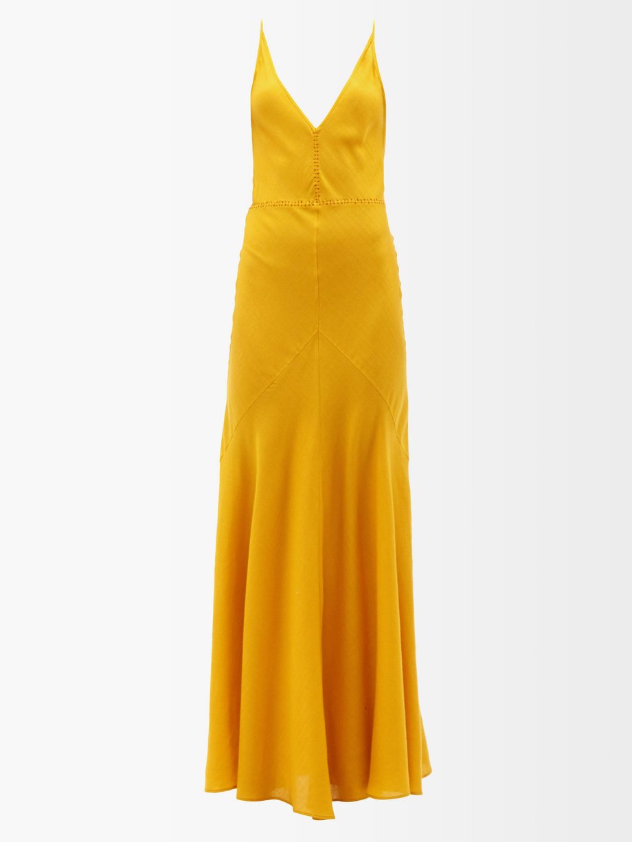 Yellow Brigita embroidered wool-blend maxi dress | Gabriela Hearst ...