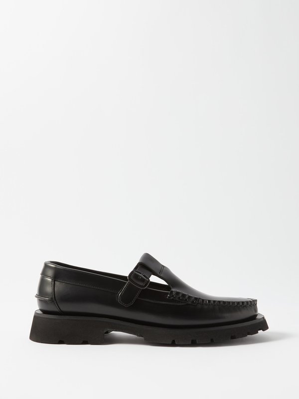 Black Alber Sport leather T-strap loafers | Hereu | MATCHES UK