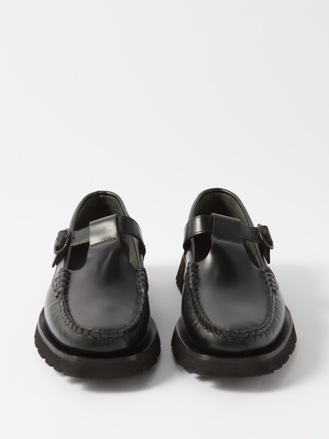 Black Alber Sport leather T-strap loafers, Hereu