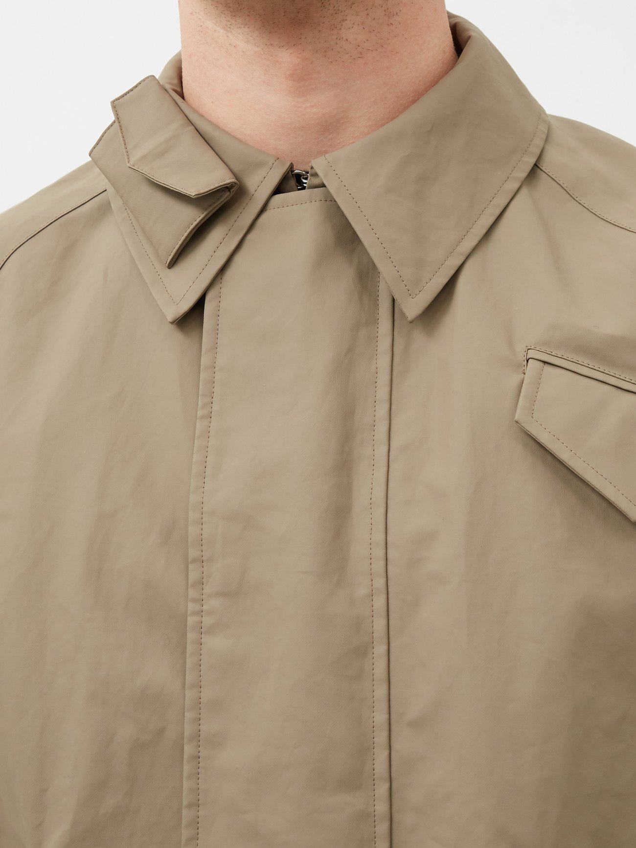 Cropped coated-linen jacket