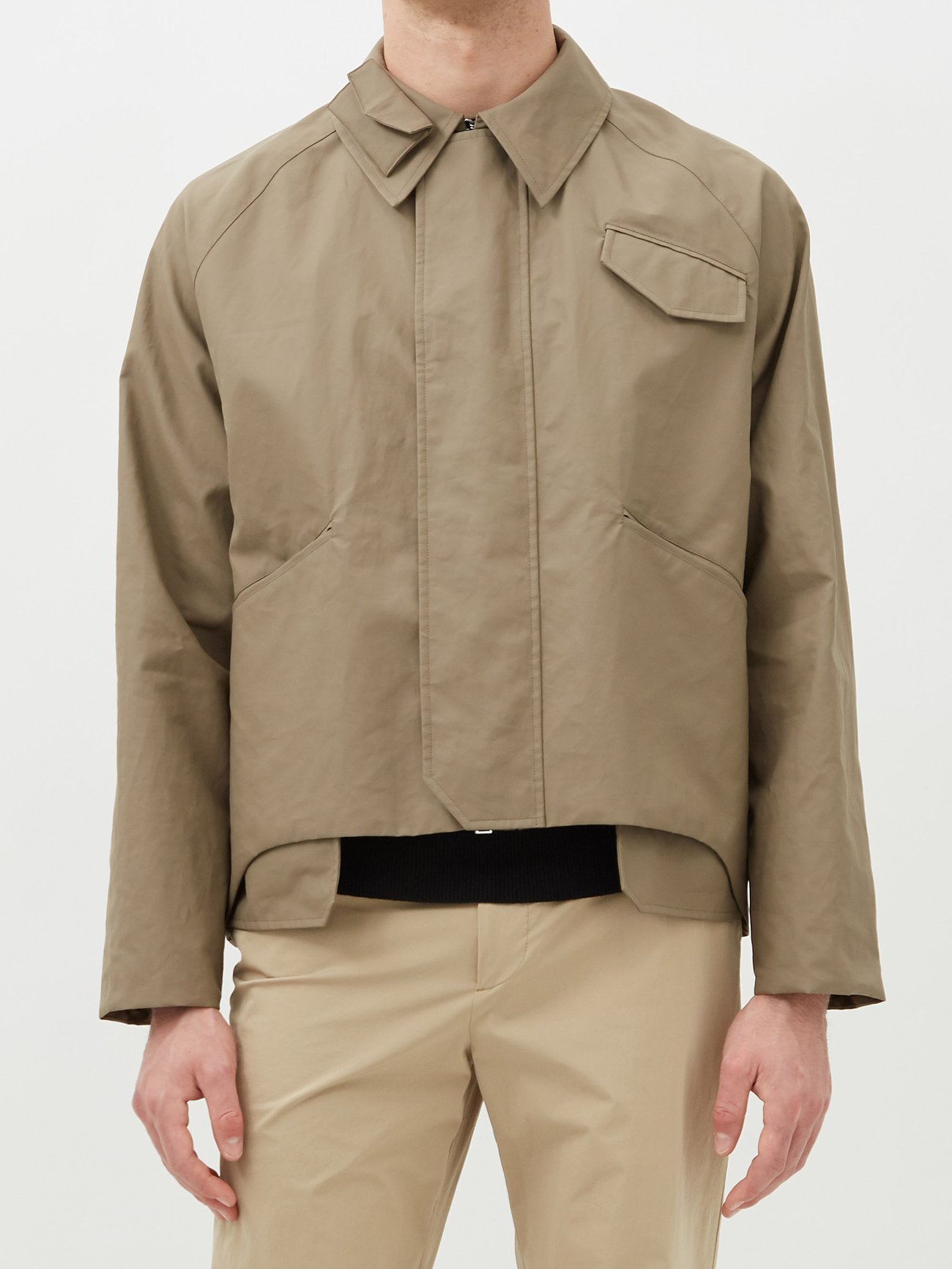 Cropped coated-linen jacket