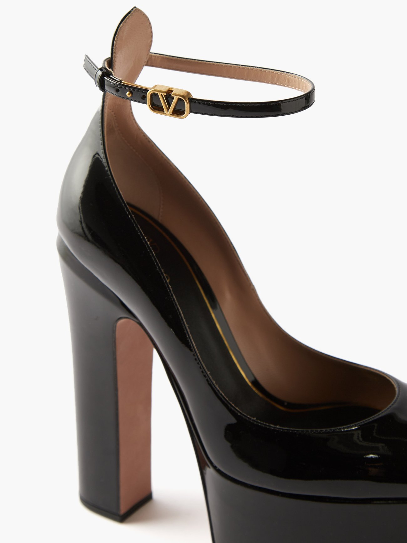 Valentino Garavani Women's Tan-Go Platform Pump in Patent Leather 155mm - Black - Pumps - 36.5