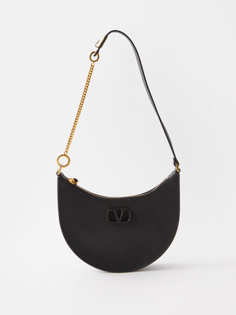 Valentino Garavani - V-logo Mini Leather Shoulder Bag - Womens - Black