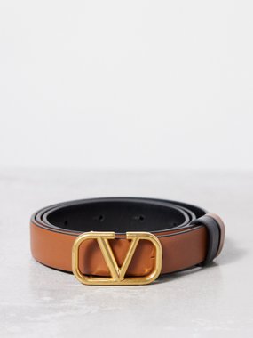 Valentino Garavani V-Logo slim reversible leather belt