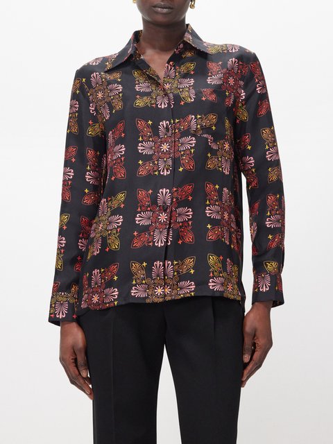 Gucci Inspired Chain Print Tallulah Silky Shirt - FREE DELIVERY UK