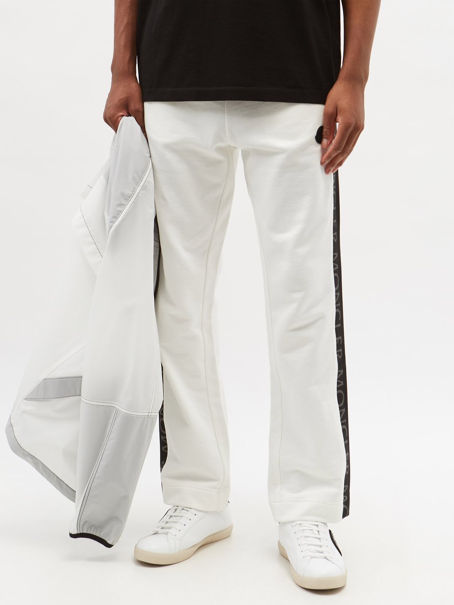 White Logo striped cotton-jersey track pants | Moncler | MATCHES UK