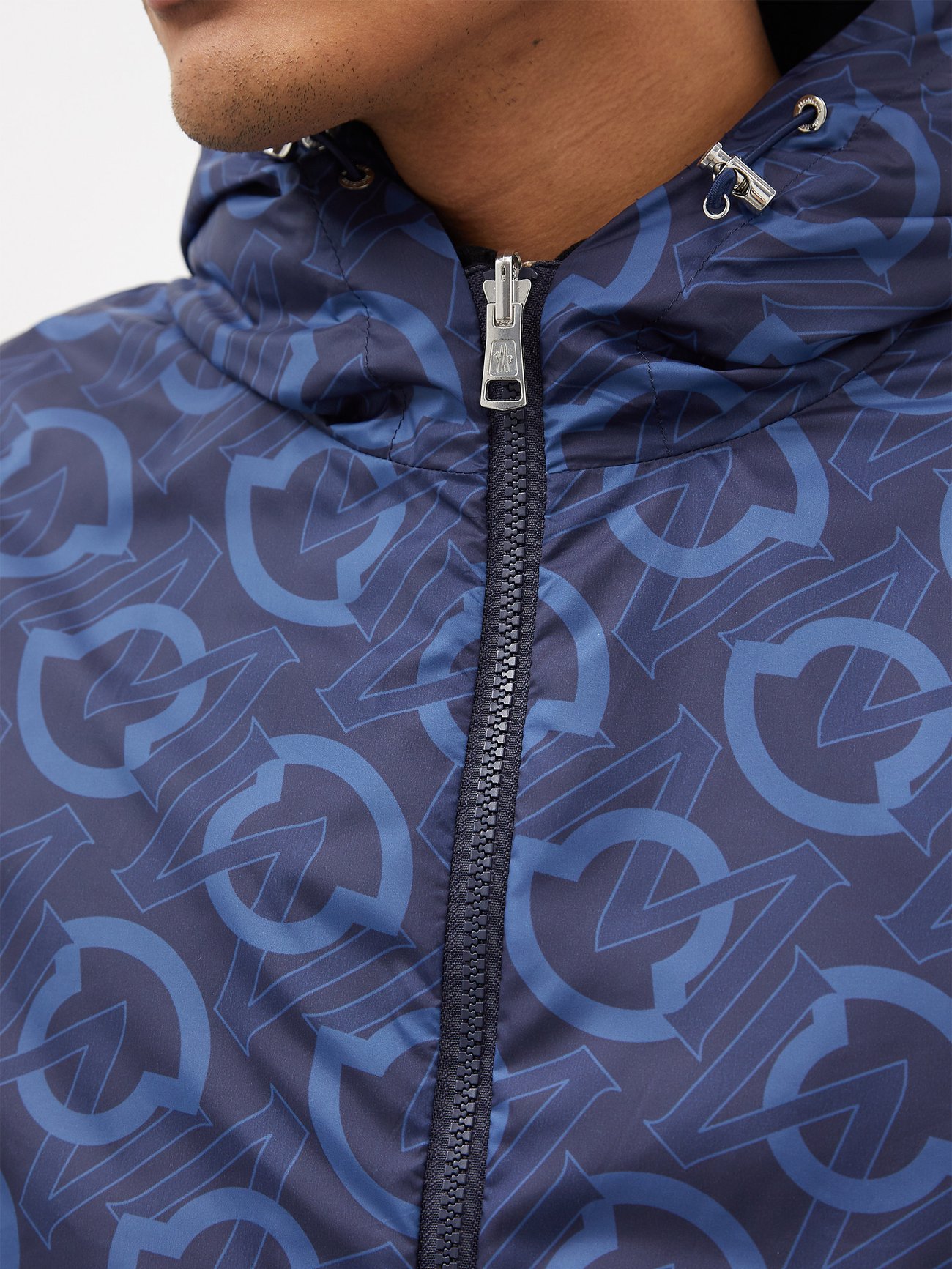 Blue Cretes reversible monogram-print shell jacket