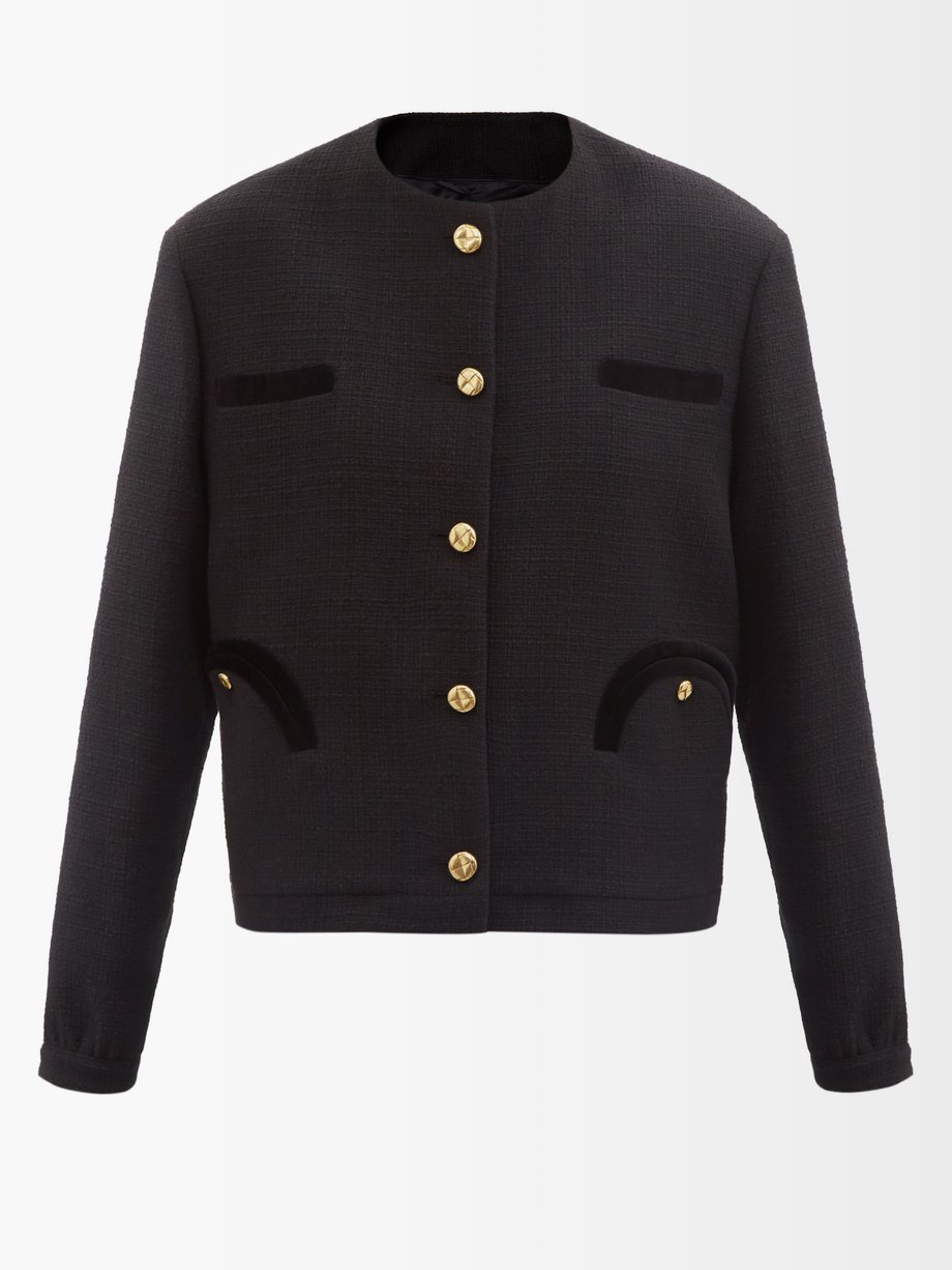 Blazé Milano Missy collarless cotton-blend tweed jacket