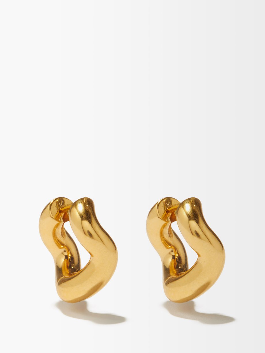 Gold Wave 18kt gold-plated hoop earrings | Charlotte Chesnais ...