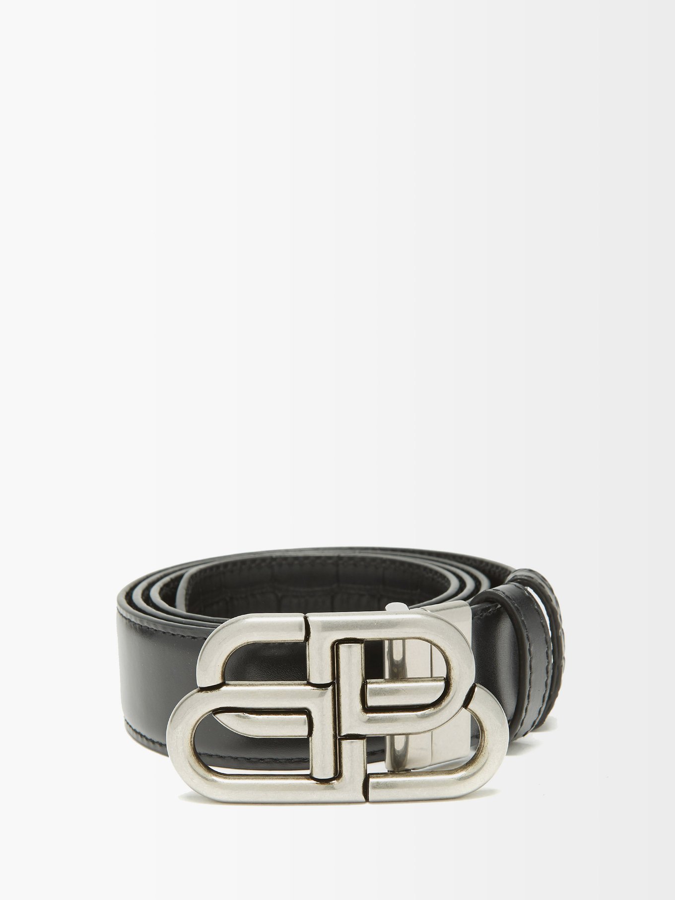 Balenciaga Balenciaga BB-logo leather belt Black｜MATCHESFASHION