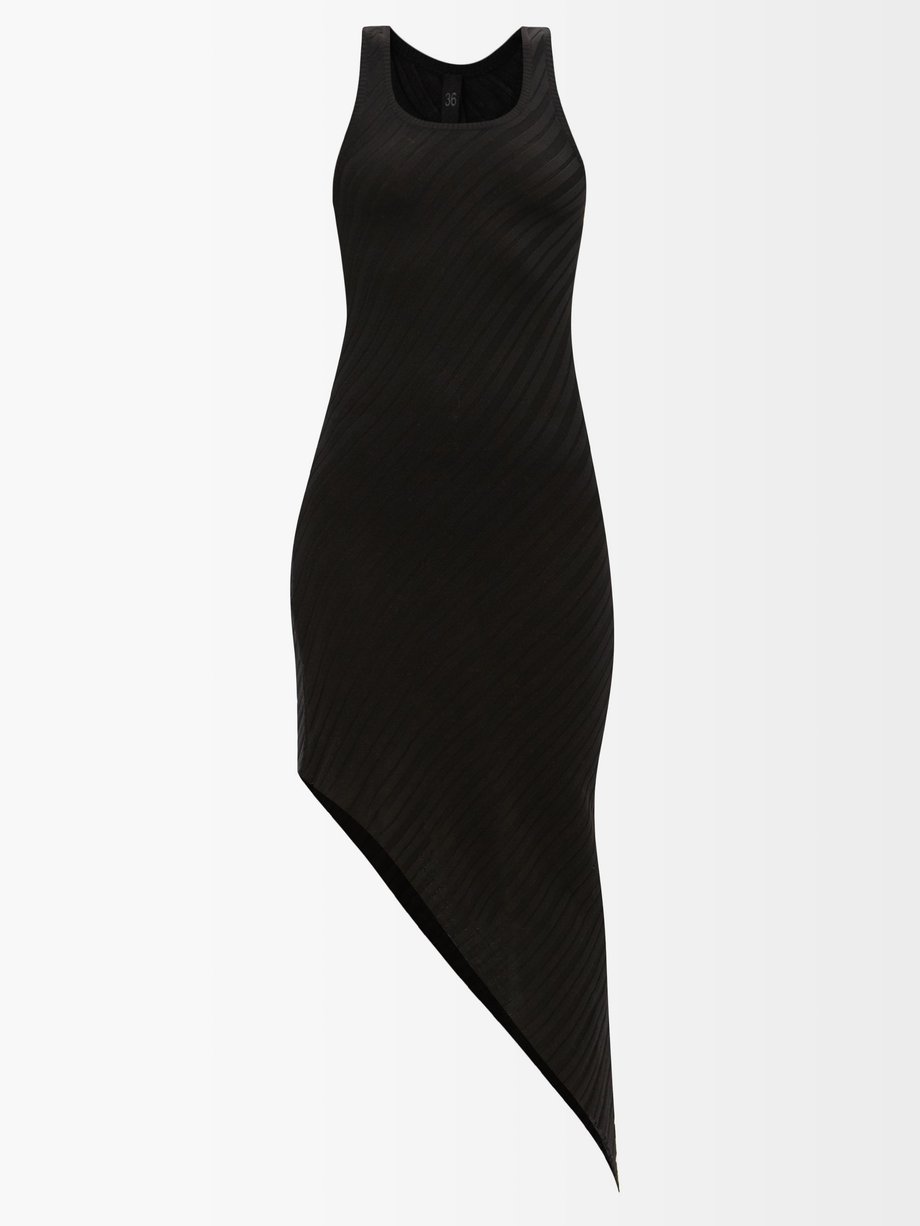 Black Alic diagonal-jacquard asymmetric silk dress | Petar Petrov ...