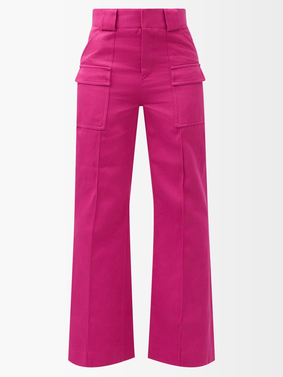 Pink Gaspar cotton-blend gabardine wide-leg trousers | Petar Petrov ...