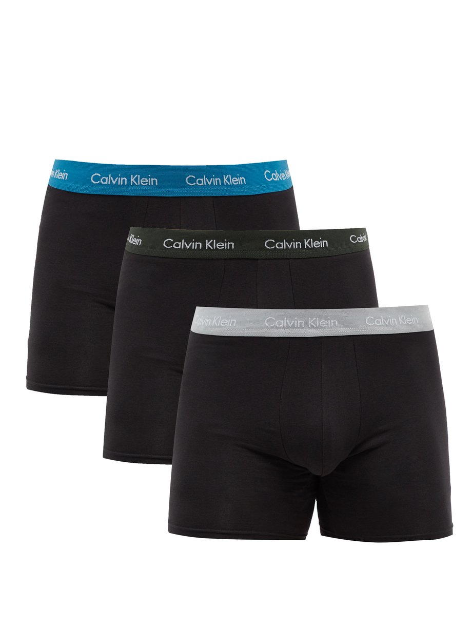 Black Pack of three logo cotton-blend boxer shorts | Calvin Klein ...