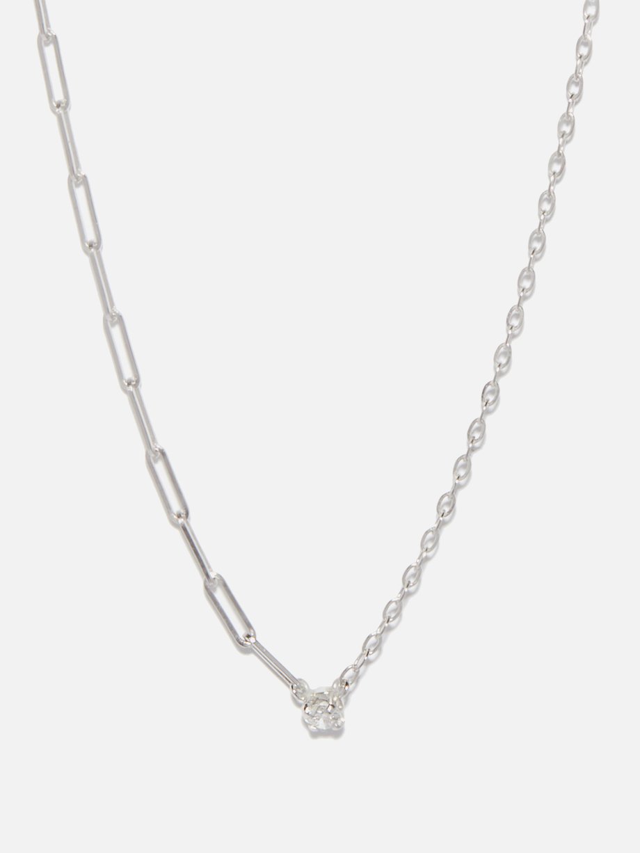 Yvonne Léon Diamond & 18kt white-gold mixed-chain necklace