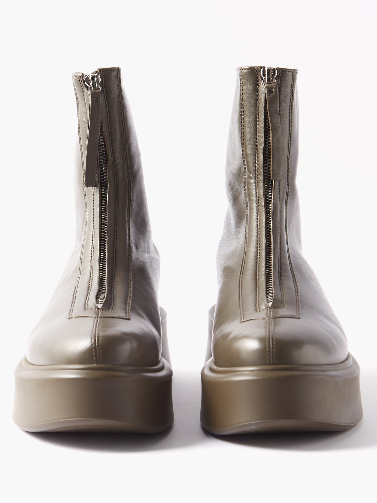 Green Zipped leather boots | The Row | MATCHESFASHION US