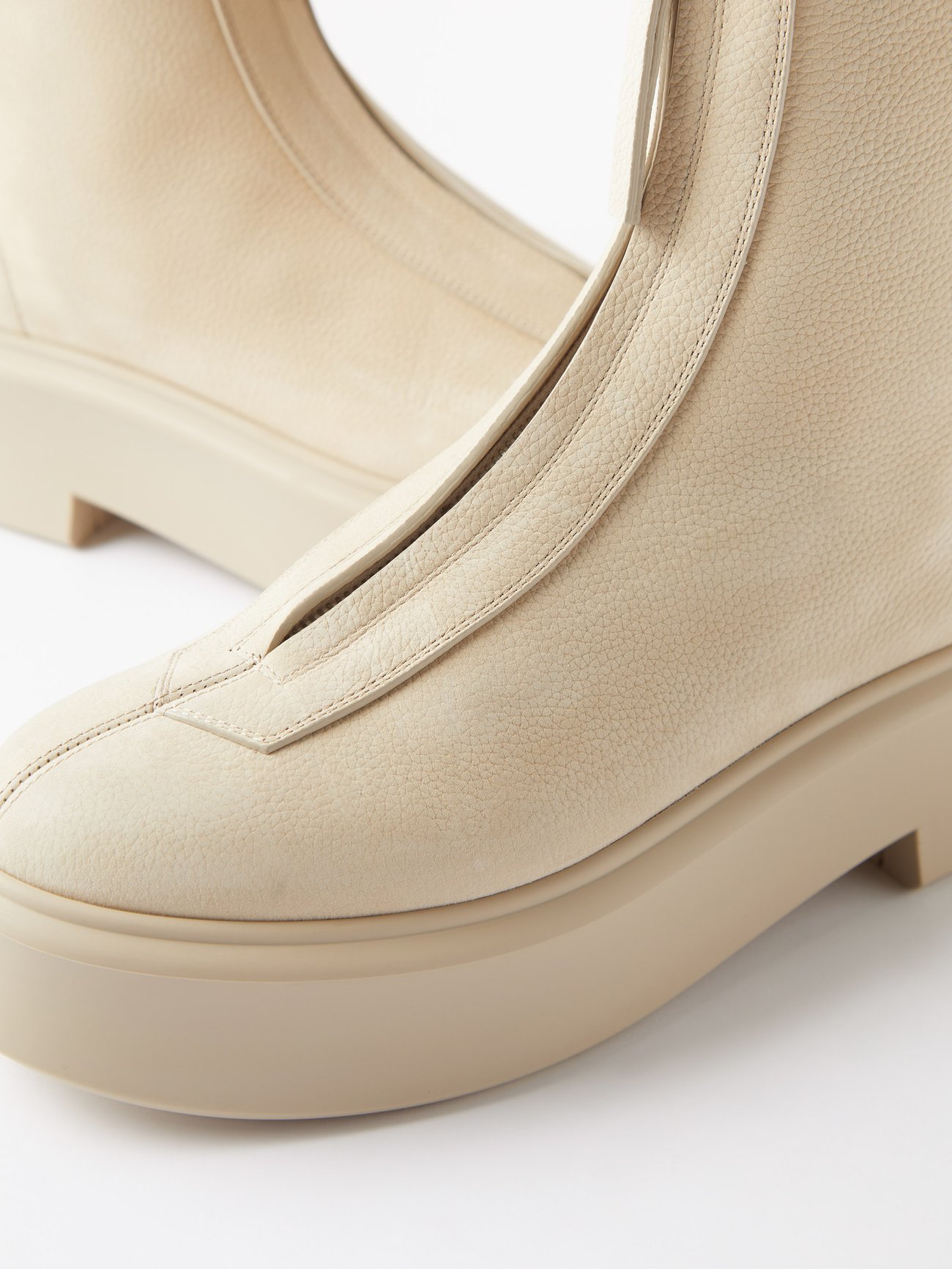 Beige Front-zip grained-leather boots | The Row | MATCHESFASHION US