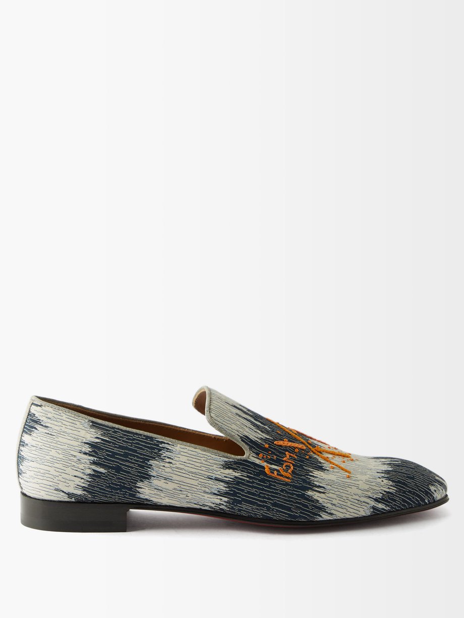 Christian Louboutin Dandelion logo-embroidered cotton-canvas loafers