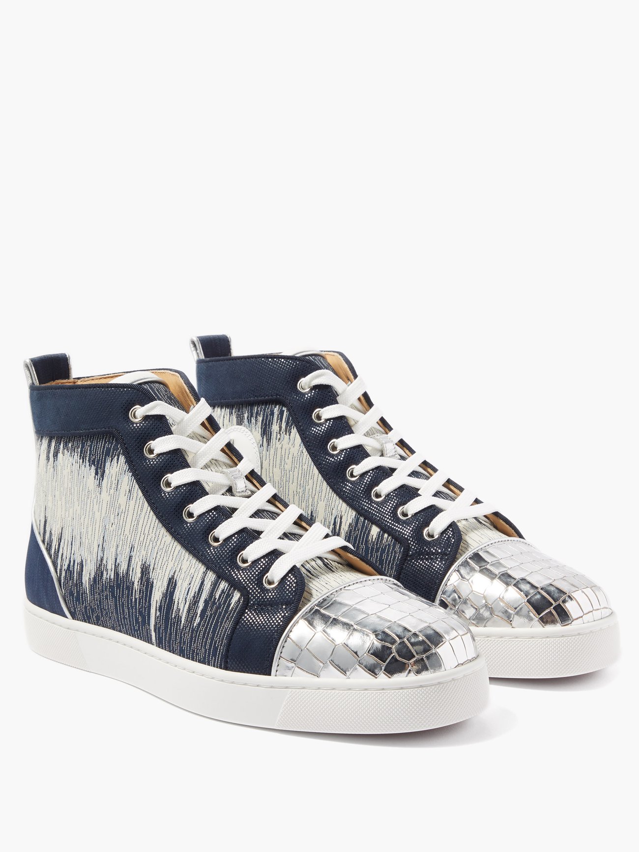 Navy Louis Orlato jacquard high-top trainers, Christian Louboutin