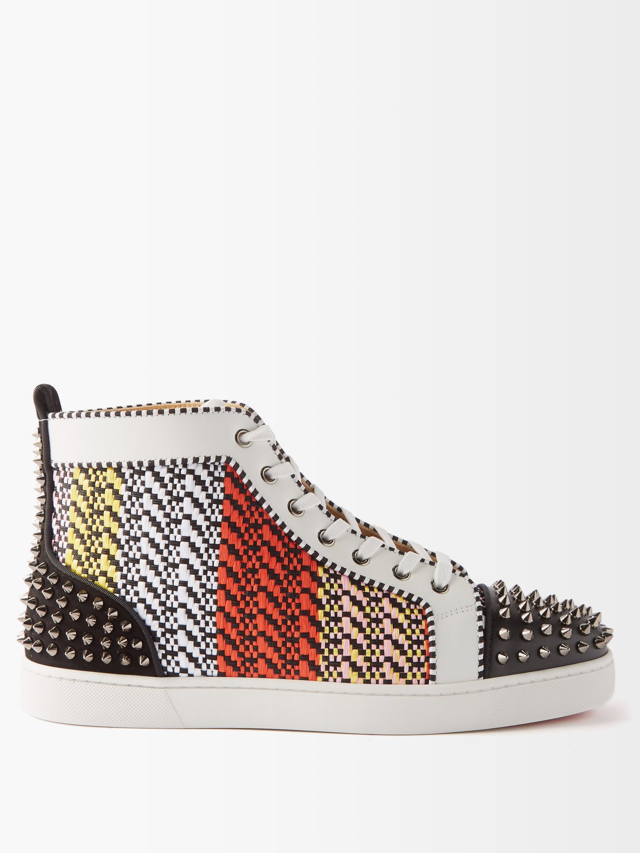 Christian Louboutin - Lou Spikes Canvas High-Top Trainers - Mens - Black