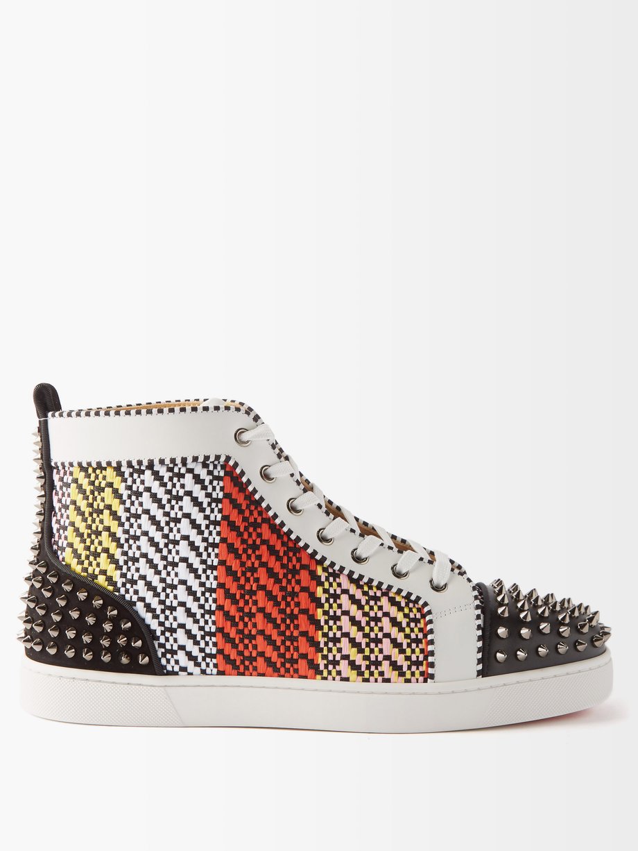 Red Lou Spikes striped high-top trainers, Christian Louboutin