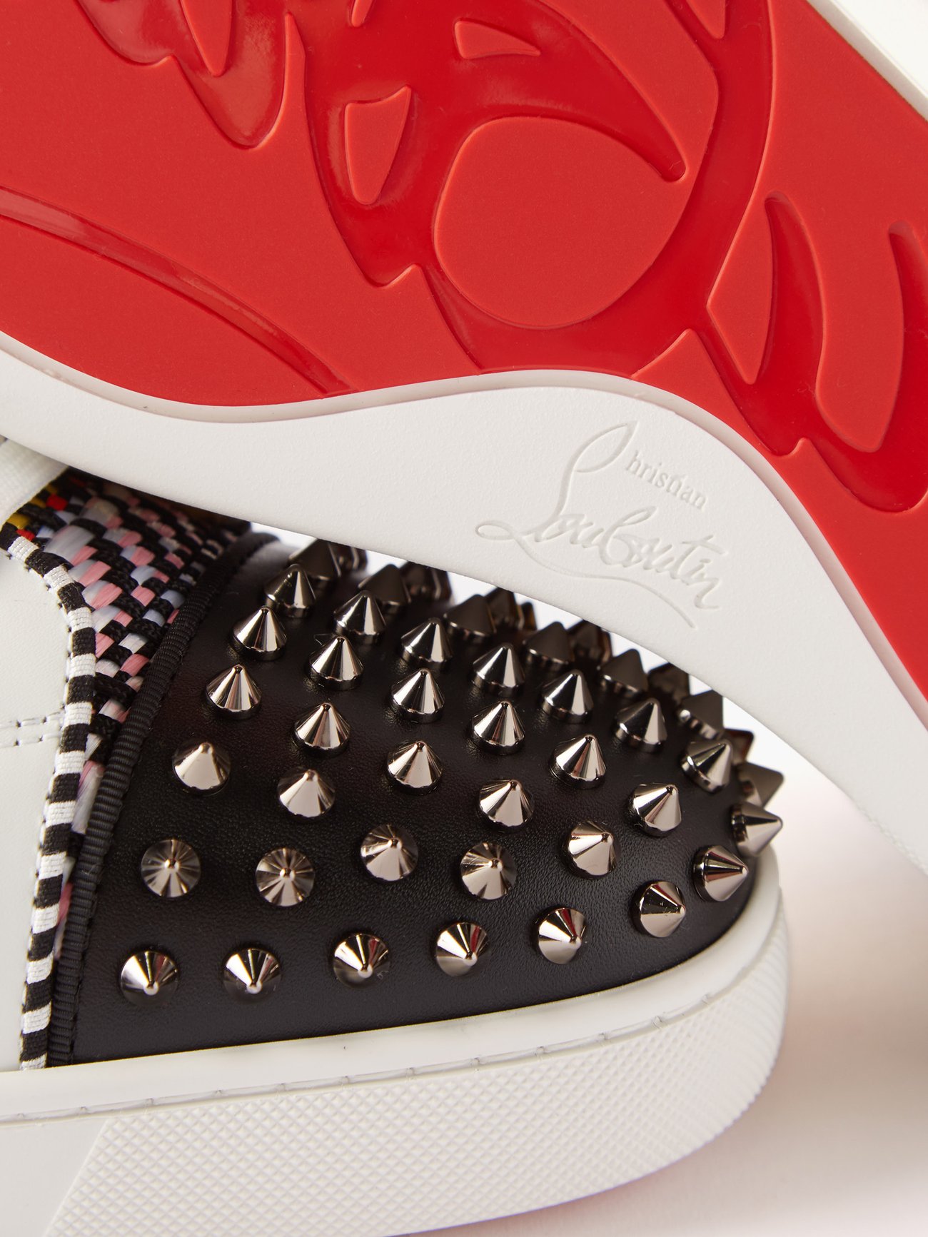 Red Lou Spikes striped high-top trainers