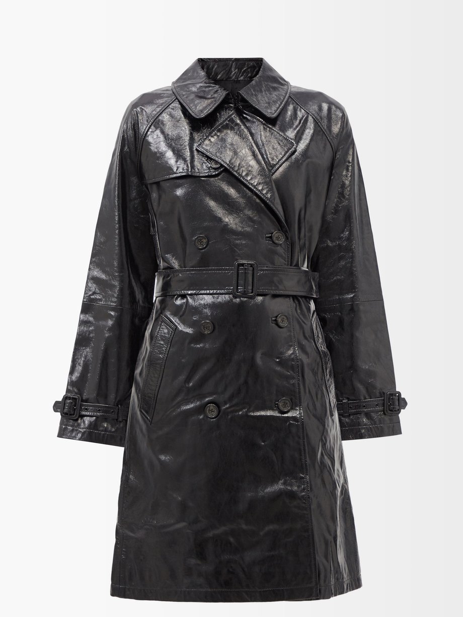 Black Corey crinkled-leather trench coat | Nili Lotan | MATCHESFASHION UK
