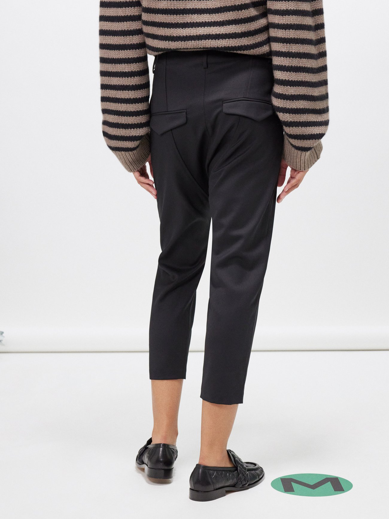 Black Paris cropped wool-blend twill trousers, Nili Lotan