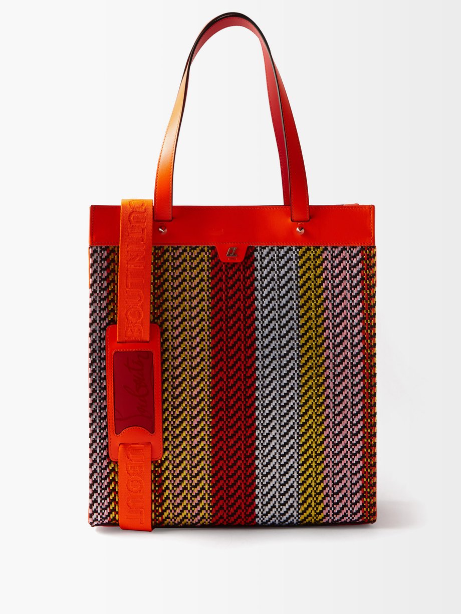 Orange Ruistote raffia & leather tote bag | Christian Louboutin ...
