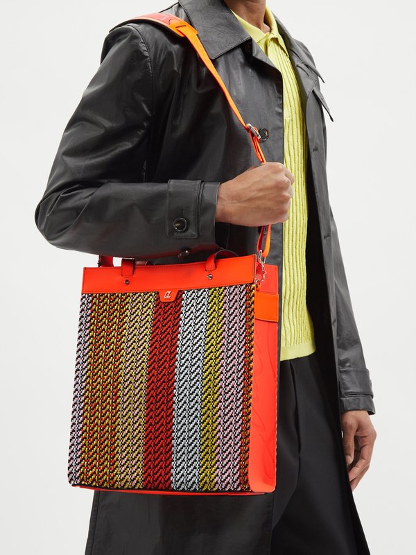 Christian Louboutin Ruistote raffia & leather tote bag