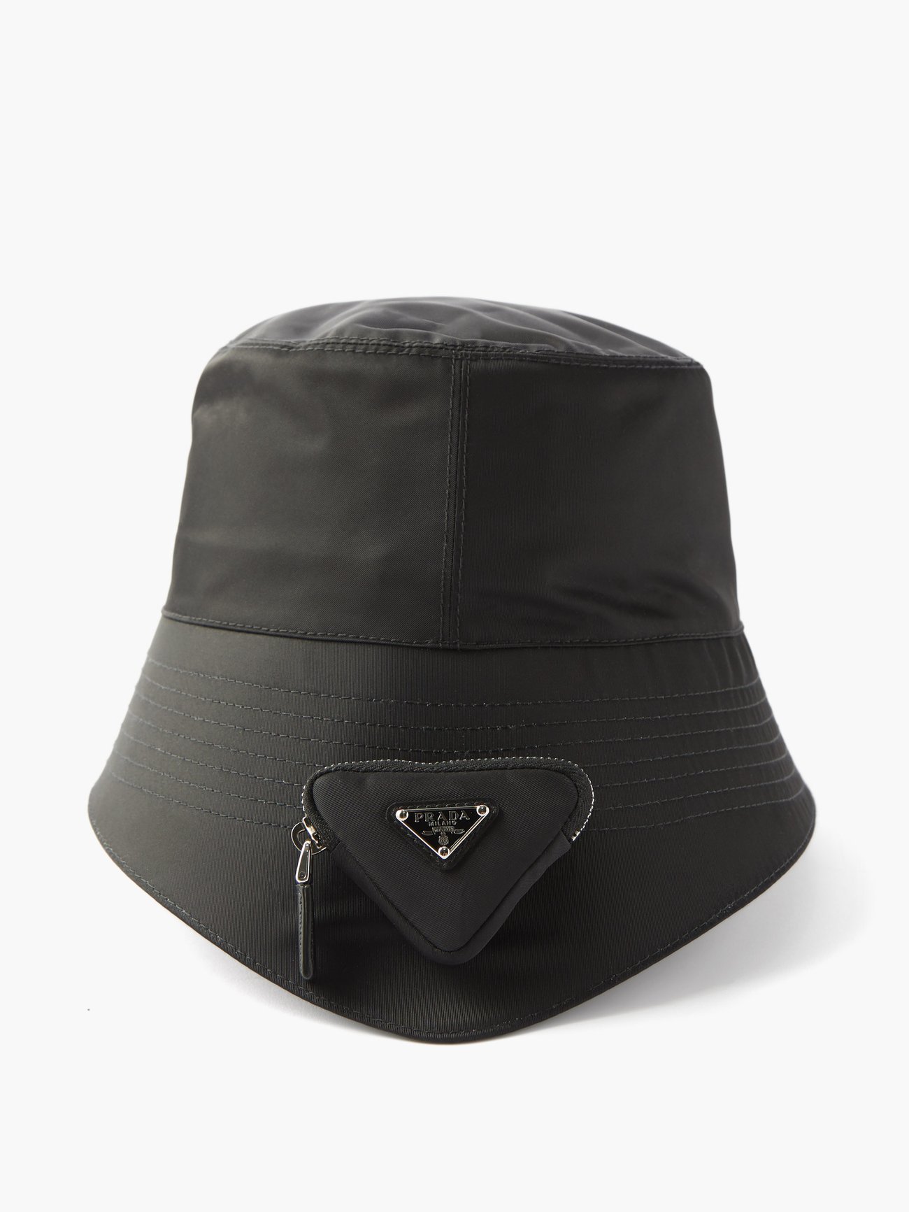 Black Triangle logo-plaque nylon bucket hat