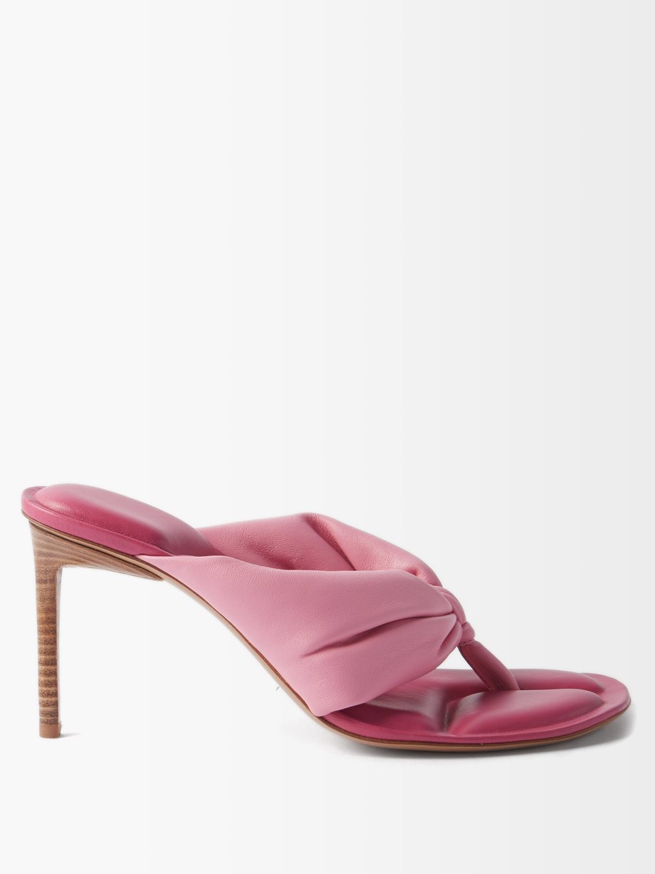 Pink Nocio ruched-strap leather sandals | Jacquemus | MATCHESFASHION US